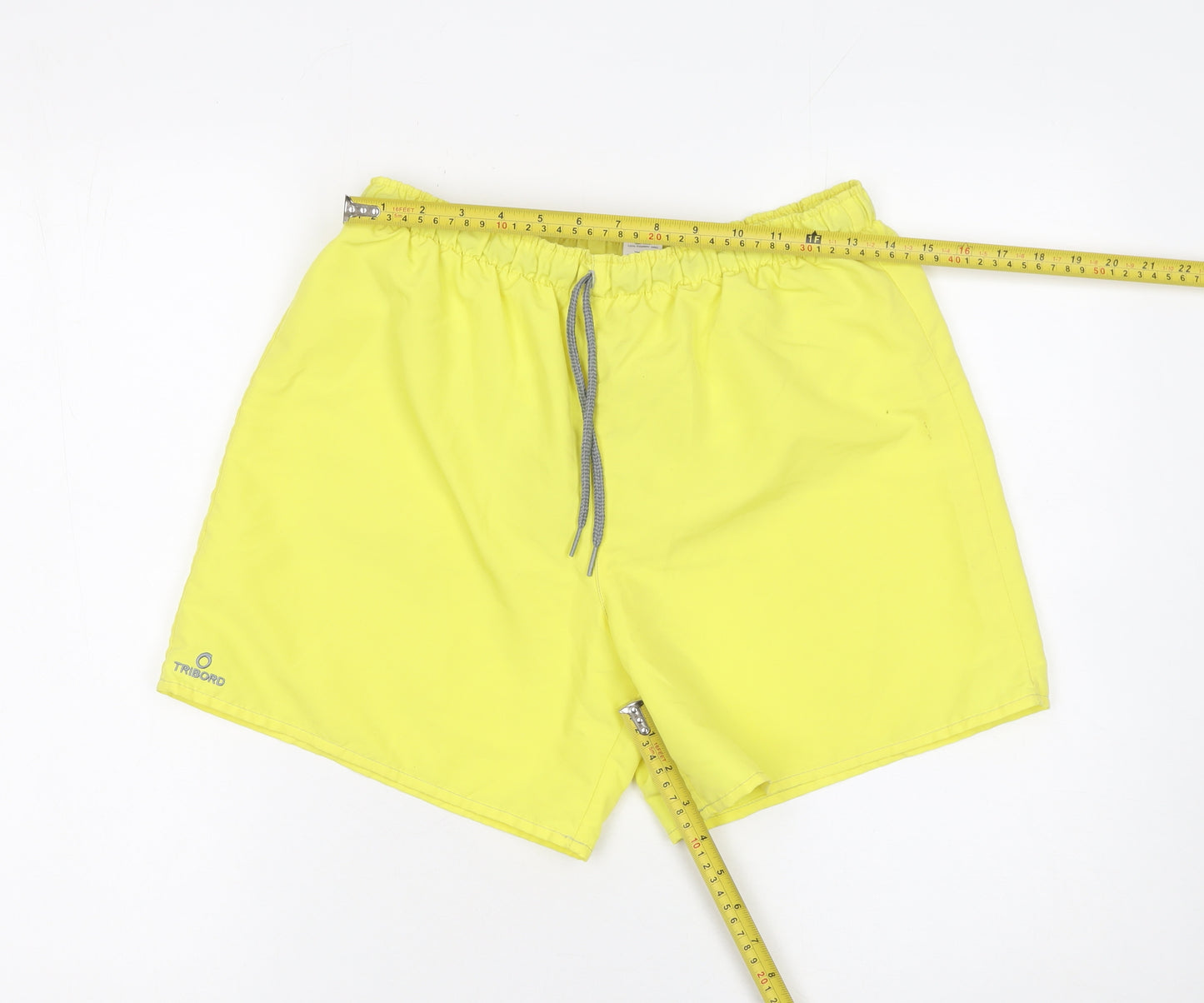 Tribord Men’s Yellow Athletic Beach Shorts Size M Polyester Quick Dry