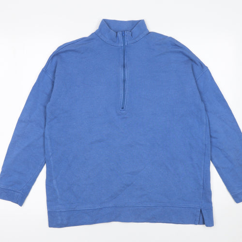 John Lewis Women Blue 1/2 Zip Sweatshirt Size 10 Cotton Modal