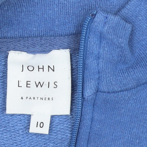 John Lewis Women Blue 1/2 Zip Sweatshirt Size 10 Cotton Modal