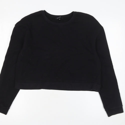 New Look Womens Black Cotton Crew Neck Cropped Sweatshirt Size 16