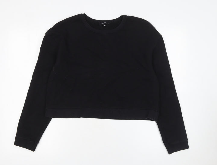 New Look Womens Black Cotton Crew Neck Cropped Sweatshirt Size 16