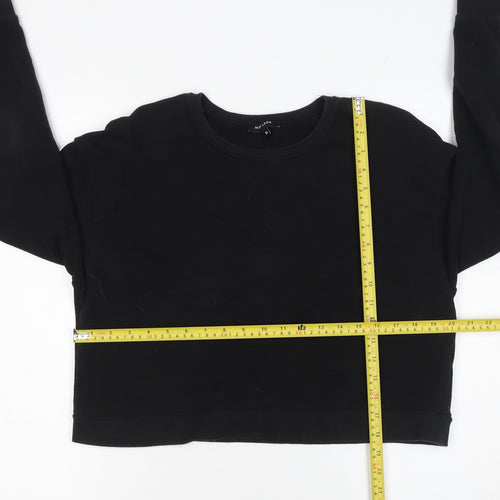 New Look Womens Black Cotton Crew Neck Cropped Sweatshirt Size 16