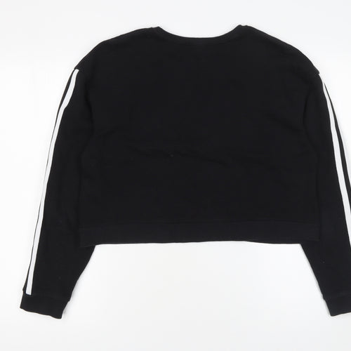 New Look Womens Black Cotton Crew Neck Cropped Sweatshirt Size 16