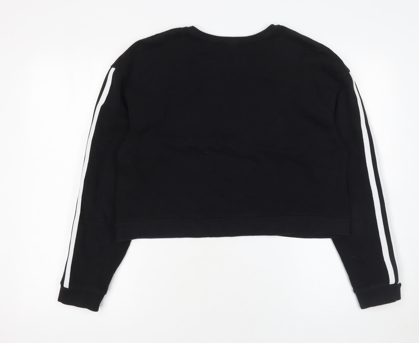 New Look Womens Black Cotton Crew Neck Cropped Sweatshirt Size 16