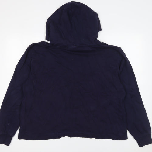 GAP Womens Navy Hoodie L Cotton Logo Print Casual Pullover