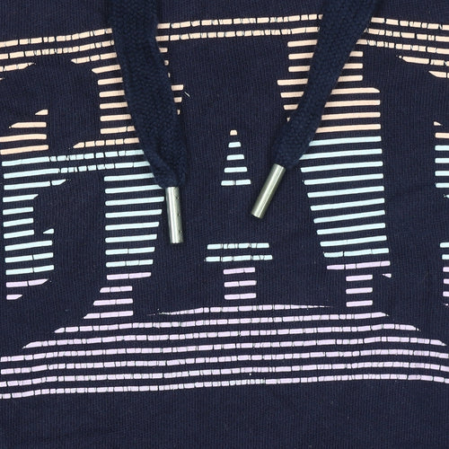 GAP Womens Navy Hoodie L Cotton Logo Print Casual Pullover