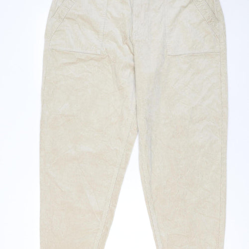 Marks and Spencer Per Una Beige Corduroy Tapered Trousers Size 18 Regular