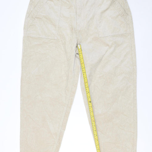 Marks and Spencer Per Una Beige Corduroy Tapered Trousers Size 18 Regular