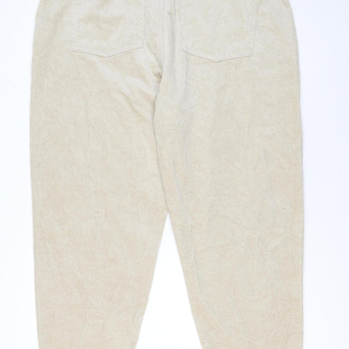 Marks and Spencer Per Una Beige Corduroy Tapered Trousers Size 18 Regular