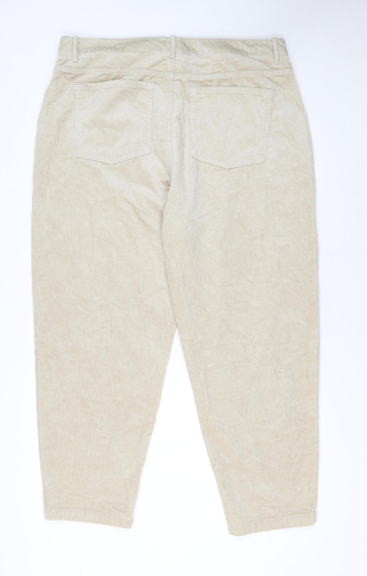 Marks and Spencer Per Una Beige Corduroy Tapered Trousers Size 18 Regular