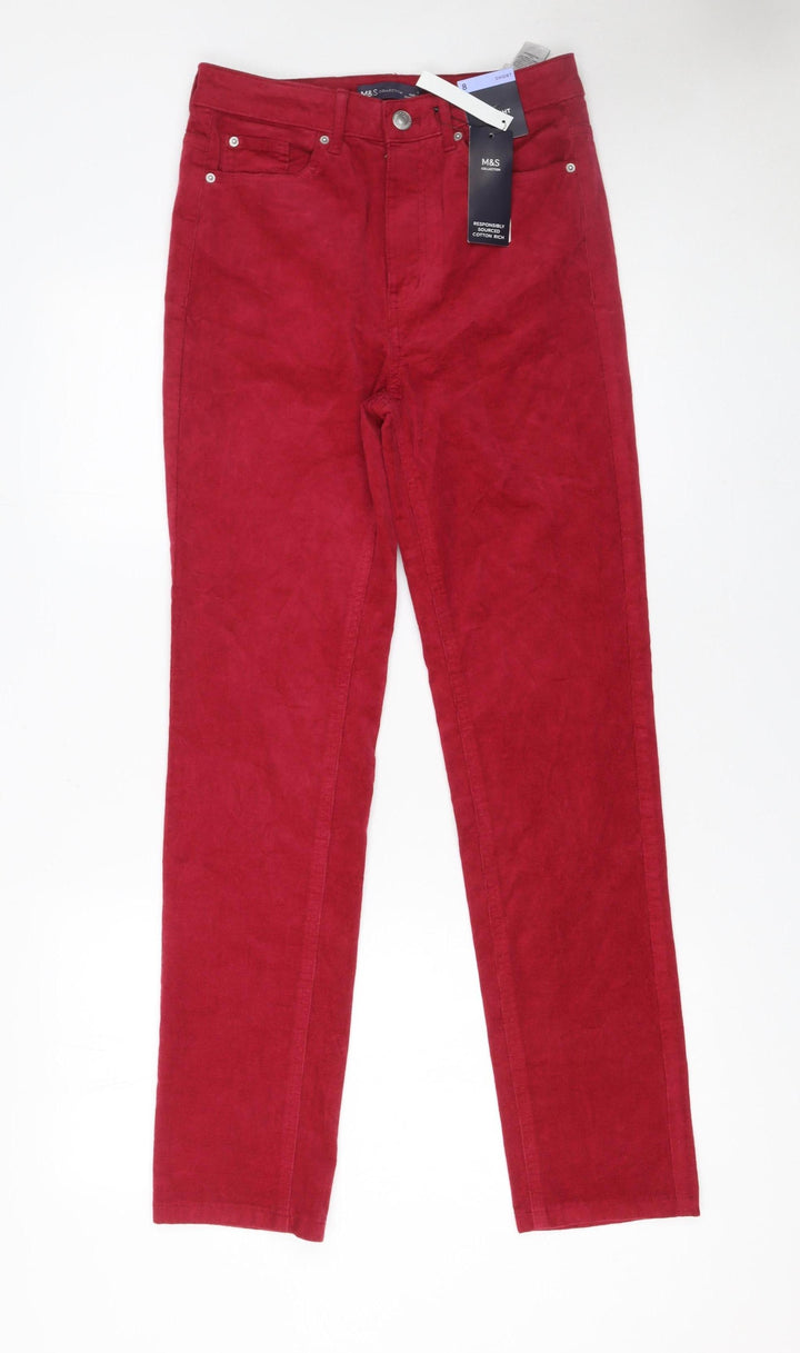Marks and Spencer Women’s Red Cotton Stretch Chino Trousers Size 8 Short