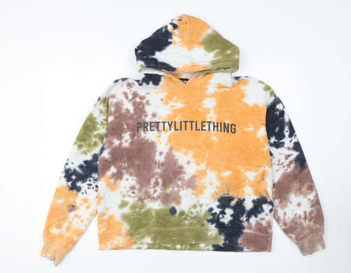 PrettyLittleThing Womens Tie Dye Pullover Hoodie Multicoloured UK 6