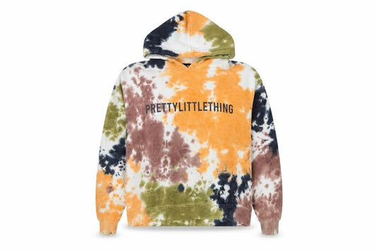 Front view of PRETTYLITTLETHING women’s tie dye pullover hoodie multicoloured uk 6