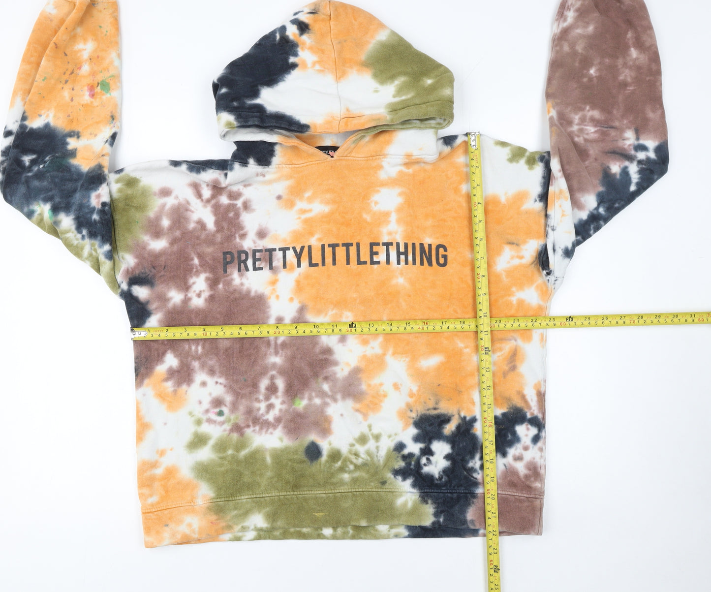 PrettyLittleThing Womens Tie Dye Pullover Hoodie Multicoloured UK 6