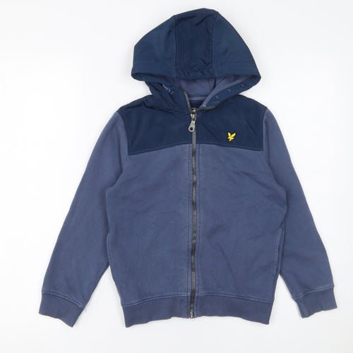 Lyle & Scott Boys Blue Full Zip Hoodie 8-9 Years Polyester Fleece