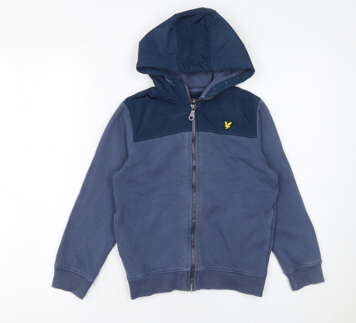 Lyle & Scott Boys Blue Full Zip Hoodie 8-9 Years Polyester Fleece