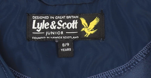 Lyle & Scott Boys Blue Full Zip Hoodie 8-9 Years Polyester Fleece