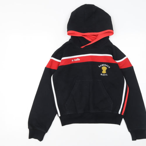 O'Neills Boys Black Red Pullover Hoodie 9-10 Years Sandbach RUFC Fleece