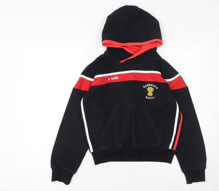 O'Neills Boys Black Red Pullover Hoodie 9-10 Years Sandbach RUFC Fleece