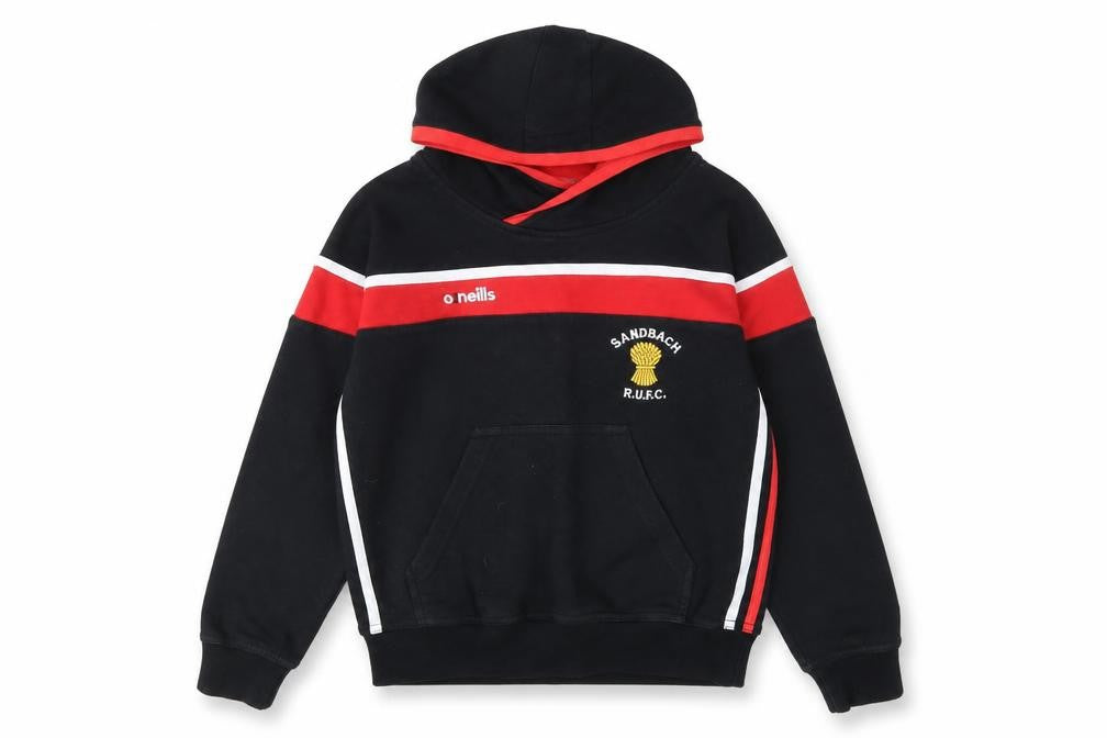 O'Neills Boys Black Red Pullover Hoodie 9-10 Years Sandbach RUFC Fleece