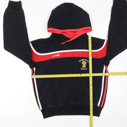 O'Neills Boys Black Red Pullover Hoodie 9-10 Years Sandbach RUFC Fleece