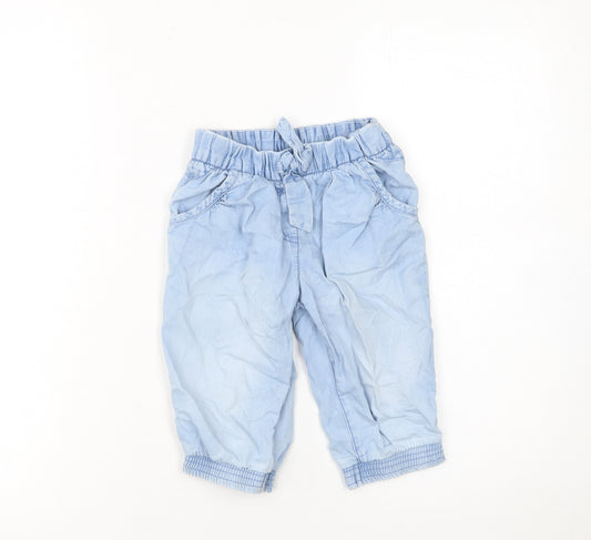 Next Girls Blue Cropped Lightweight Jeans 4-5 Years Elastic Waist Cotton