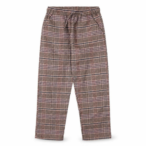 Next Girls Brown Check Trousers 8 Years Elastic Waist Wool Blend Warm