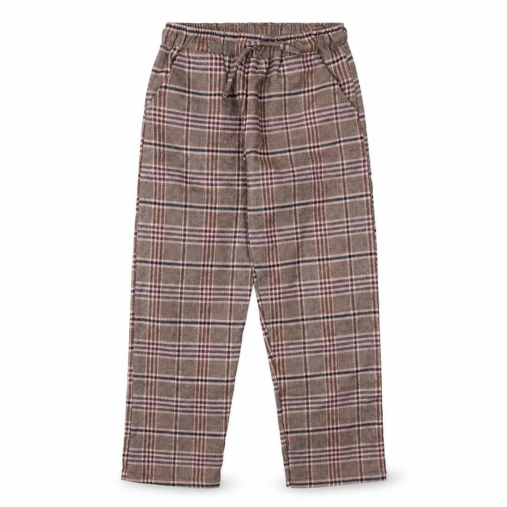 Next Girls Brown Check Trousers 8 Years Elastic Waist Wool Blend Warm