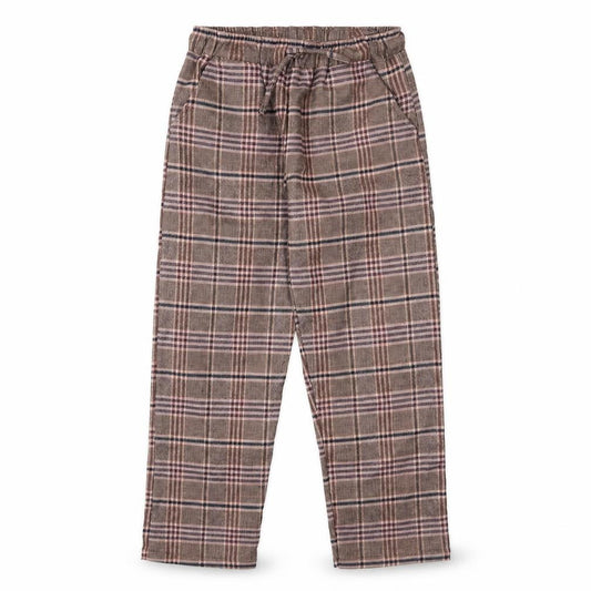 Next Girls Brown Check Trousers 8 Years Elastic Waist Wool Blend Warm