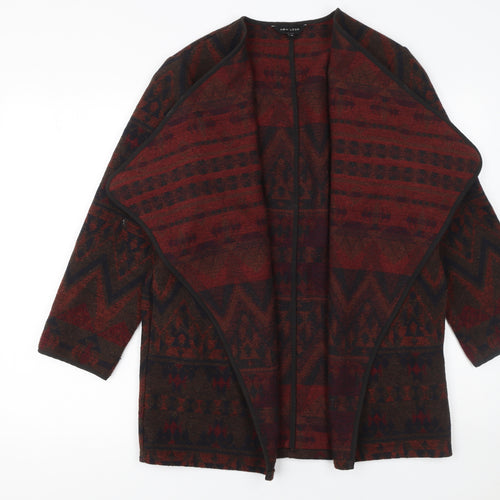 New Look Womens Red Aztec Long Sleeve Open Front Cardigan UK 10