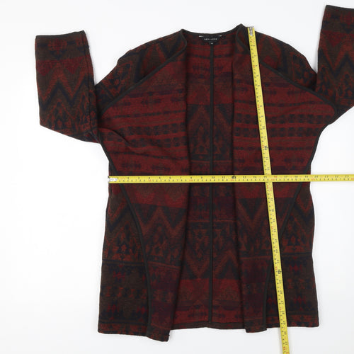 New Look Womens Red Aztec Long Sleeve Open Front Cardigan UK 10