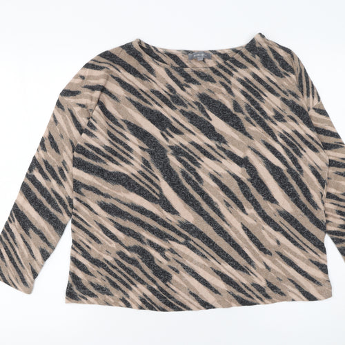 Principles Women's Beige Animal Print Pullover Jumper Size 14