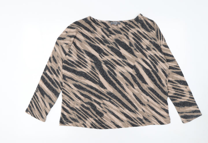 Principles Women's Beige Animal Print Pullover Jumper Size 14