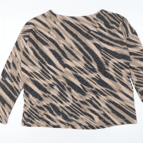 Principles Women's Beige Animal Print Pullover Jumper Size 14