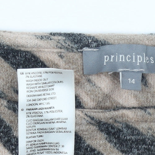Principles Women's Beige Animal Print Pullover Jumper Size 14