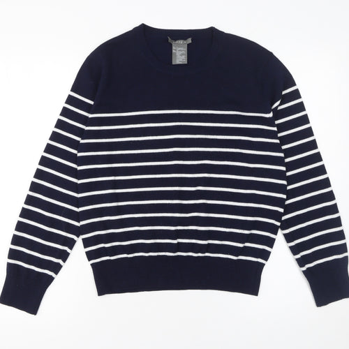 Matty M Women's Blue Striped Crew Neck Knit Jumper XL