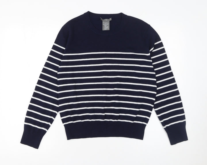 Matty M Women's Blue Striped Crew Neck Knit Jumper XL