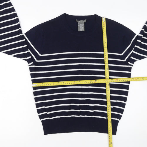 Matty M Women's Blue Striped Crew Neck Knit Jumper XL