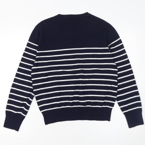Matty M Women's Blue Striped Crew Neck Knit Jumper XL