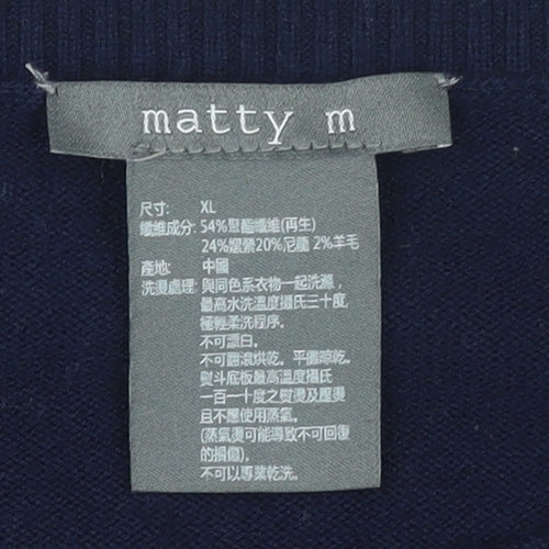 Matty M Women's Blue Striped Crew Neck Knit Jumper XL