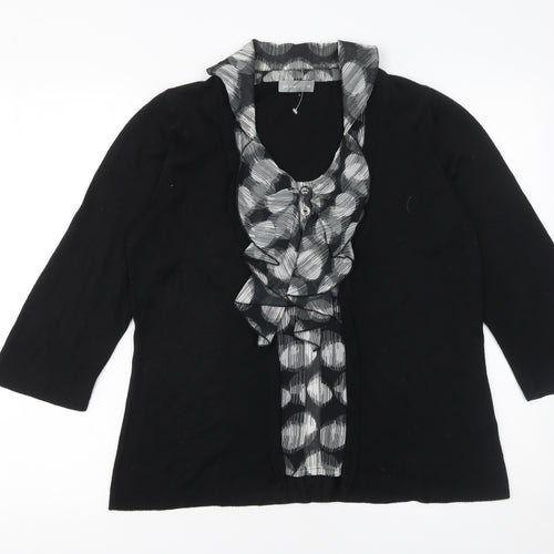 Marks and Spencer Per Una Women's Black V-Neck Ruffle Cardigan Size 14