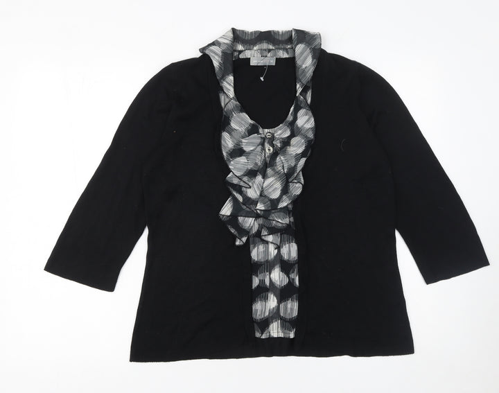 Marks and Spencer Per Una Women's Black V-Neck Ruffle Cardigan Size 14
