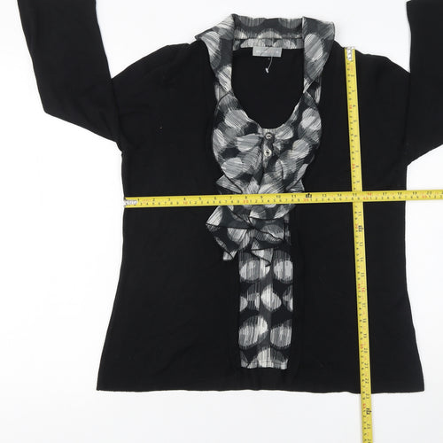 Marks and Spencer Per Una Women's Black V-Neck Ruffle Cardigan Size 14