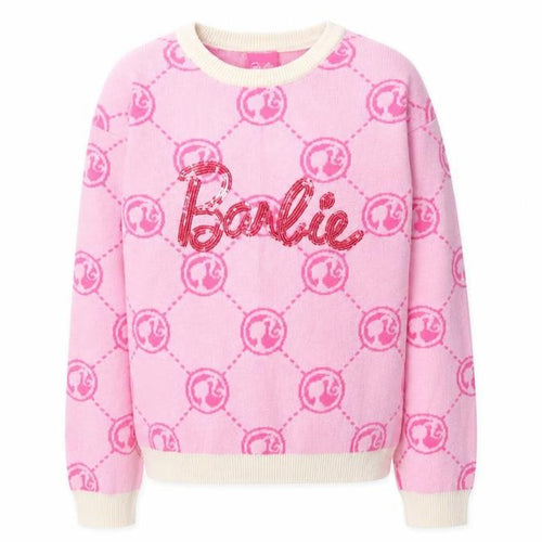 Very Girls Pink Barbie Sequin Pullover Jumper 8-9 Years Knit Crew Neck