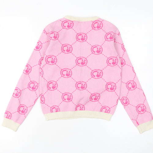 Very Girls Pink Barbie Sequin Pullover Jumper 8-9 Years Knit Crew Neck