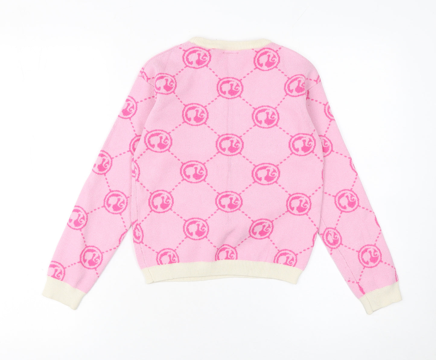 Very Girls Pink Barbie Sequin Pullover Jumper 8-9 Years Knit Crew Neck