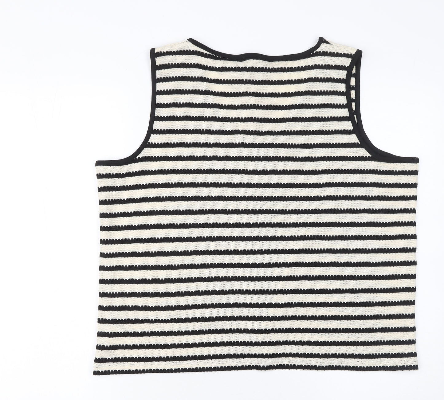 F&F Women Black White Striped Knit Cropped Tie Tank Top Size 20