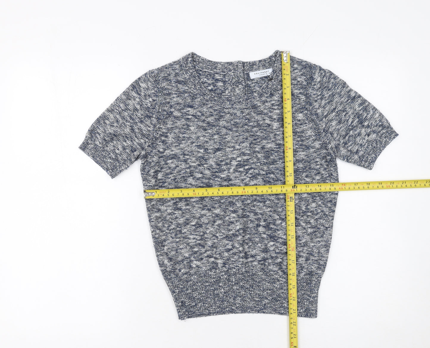 Equipment Women’s Grey Knit Short Sleeve Pullover Jumper XS