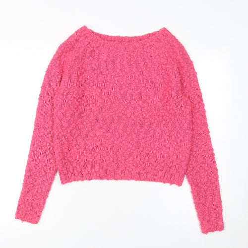 H&M Women Pink Chunky Knit Pullover Jumper Size 10