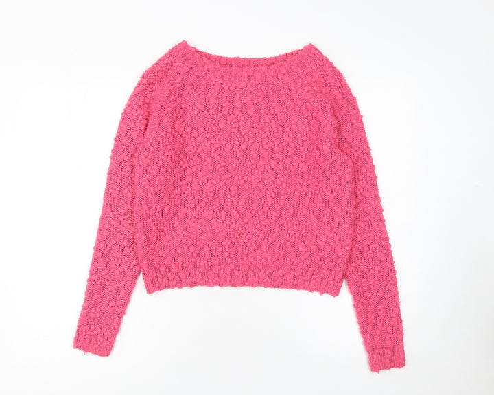 H&M Women Pink Chunky Knit Pullover Jumper Size 10